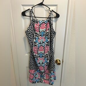 Crown & Ivy Navy and White Geometric Dress